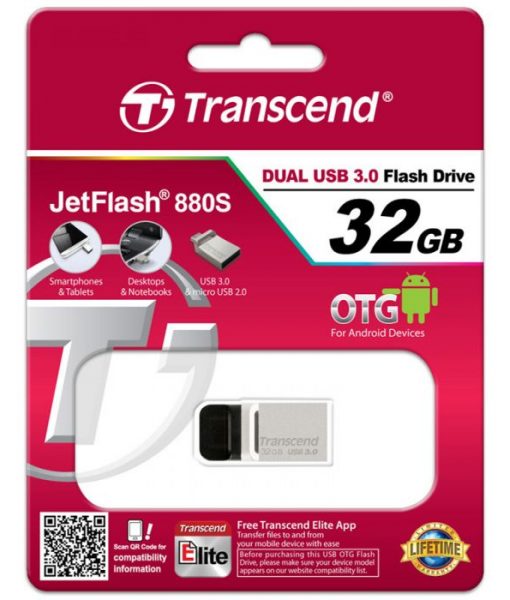 Transcend 32GB JetFlash 880 USB 3.0 OTG Flash Drive